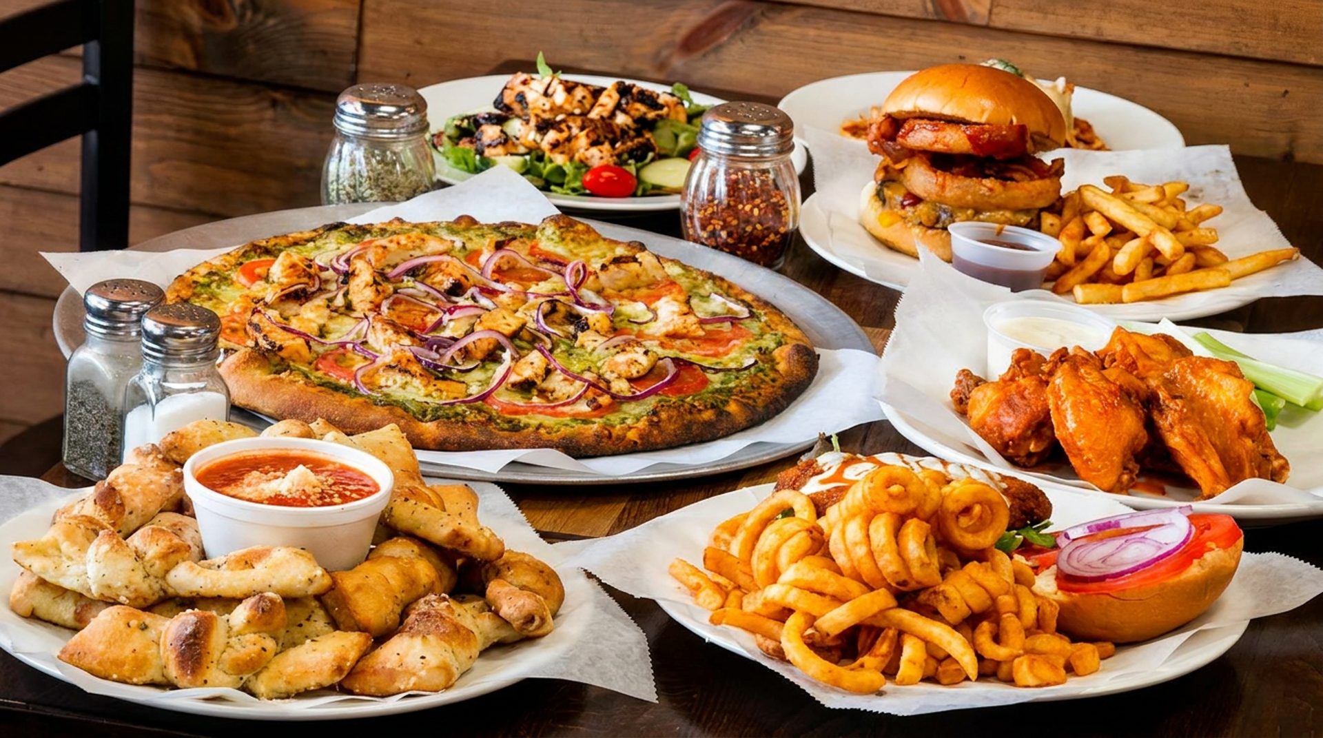Pizza, wings, pasta, wraps, and more